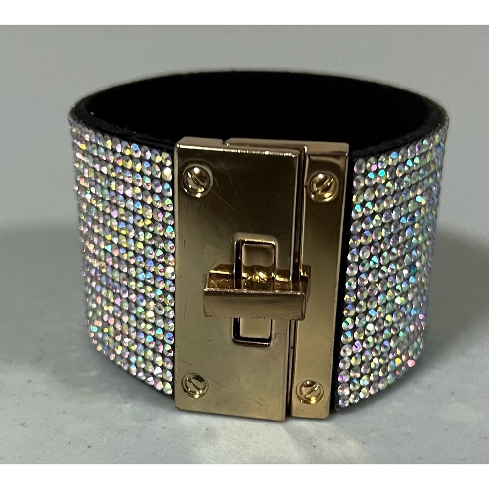 Silver Stacked Iridescent Diamond Diamonds Cuff B… - image 3